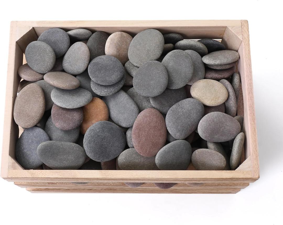 100 Large 2.05-3.15" Flat Rocks for Painting, Smooth River Rocks Painting Supplies for Kindness Stones, Arts and Crafts, Decoration
