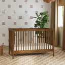 Davinci Birdie 3-in-1 Convertible Crib in Walnut, Converts from a Crib to a Toddler Bed and Day Bed, Easy to Assemble, Greenguard Gold Certified, 100% Solid Wood, 54"L x 30"W x 35"H
