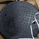 24in Round Manhole Cover and Frame, Fiberglass Recessed Solid Top Cover Lid,22in Clear Opening,Septic Tank Cover and Base for yard,Non-slip Reinforced Sewage Basin Cover,Overall Size 27.2in (Black)