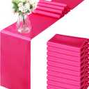 Horbaunal 12 Pack Hot Pink Satin Table Runner 12 x 108 Inch, Smooth Table Runners for Wedding Banquets Birthday Party