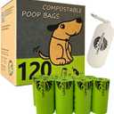 Dog Poop Bag with Holder, Compostable Dog Bags for Poop, Vegetable-Based Doggy Poop Bags, Eco-Friendly, Unscented, Extra Thick and Leak Proof, 120 Counts, 10 Rolls, 9 x 13 Inches