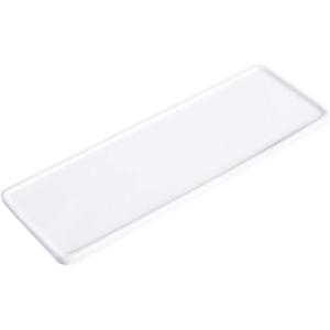 Ceramic Tray, White, Large Rectangle Bathroom Kitchen Tray for Jewelry, Towel, Candles, Soap - 10.23 x 3.54 x 1.18 inches