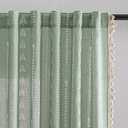 MEETSKY Boho Sage Green Curtains 63 inch Long - Sping Linen Blend Patterned Light Filtering Farmhouse Curtains for Bedroom Living Room with Tassels, Back Tab, 50" Wide Each Panel, 2 Panels