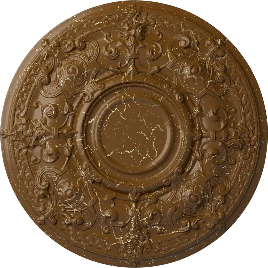 Ekena Millwork CM28OSSTC Oslo Ceiling Medallion, Smokey Topaz Crackle, 28 1/8"OD x 1 3/4"P