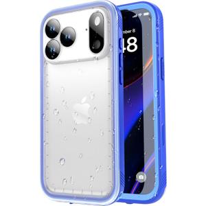 SPORTLINK for iPhone 17 Pro Waterproof Case - Shockproof Dustproof Case with Built-in Screen Protector, Full Body Heavy Duty Sealed Protective Cover for iPhone 17 Pro 6.3" Blue/Frosted Clear
