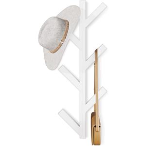 RRG Vertical Coat Rack Wall Mounted, Metal Vertical Hat Rack for Wall, Modern Wall Coat Tree for Hats, Jackets, Bags, Entryway Bedroom (1Pack,White,Height 16")