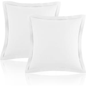 Homiest Euro Sham Covers 28x28 Inch Set of 2, White Pillow Shams with 2 Inch Wide Decorative Flange, European Square Pillowcases 28x28 Pillow Covers, Soft & Cozy Microfiber, Envelope Closure