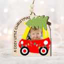 6 x Gift for Kid Ornament, Babys First Christmas Ornament 2025, A Cozy Little Christmas Wooden Photo Ornament  Red Car with Christmas Tree Picture Frame, Rustic Holiday Farmhouse Dcor Gift