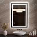 LOAAO 23.6"x35.4" LED Mirror for Bathroom, Lighted Bathroom Mirror with Lights, Anti-Fog, Dimmable, Memory Function, Clear Reflection