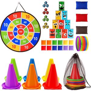 58PCS Carnival Games Combo Set, Dart Board Games Knock Down Can Games Bean Bag Toss Game Party Games Indoor Outdoor Birthday Party Games Fall Festival Field Day Games For Kids Adults Yard Games