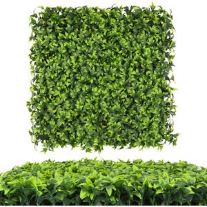 Luyue 6pcs Artificial Grass Wall Panels Greenery Backdrop 20”×20” Green Leaves Hedge Panel Greenery Grass Wall Decor Privacy Screen Wall Backdrop, Style B