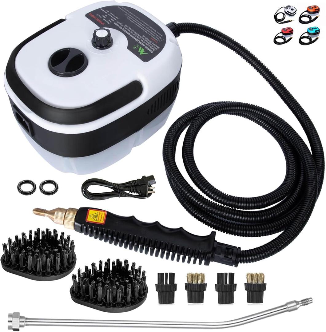 2500W Handheld Steam Cleaner, High Temperature Pressurized Steamer for Cleaning,1000ml Portable Steam Cleaning for Home Use, Steam Cleaning Machine Portable Car Steamer W/Brush Heads, White