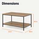 Amazon Basics Rectangular Coffee Table with Bottom Shelf, Living Room Center Table, Wooden, 19.9" D x 31.5" W x 16.5" H