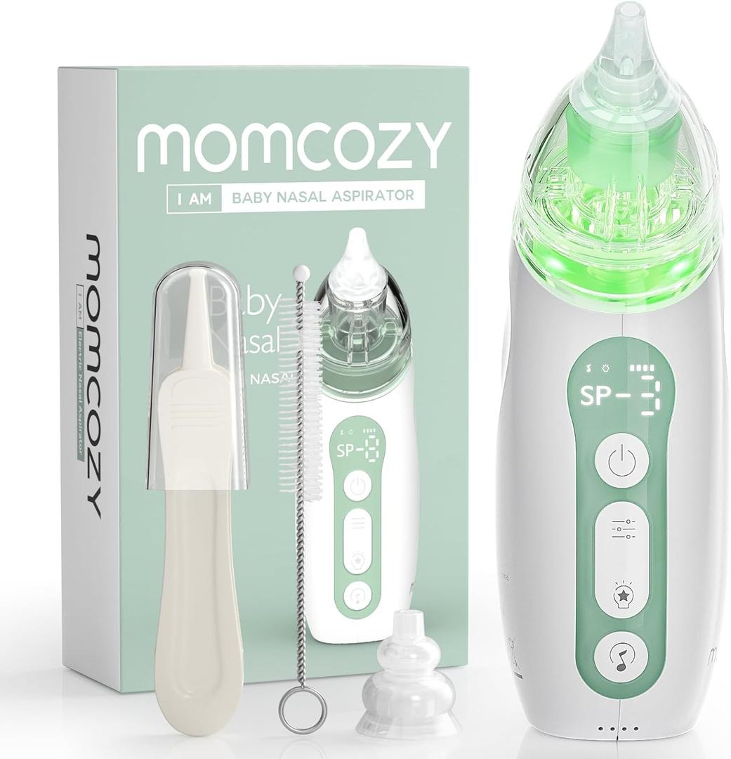 Momcozy Baby Nasal Aspirator, 3 Suction Levels Electric Nasal Aspirator for Baby, Portable Baby Nose Aspirator with Light Soothing and Music