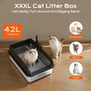 XXXL Stainless Steel Litter Box, 28.1'' Metal Cat Litter Box for Big Cats & Multi-Cat Homes, Low Entry, High Sides, Easy Clean