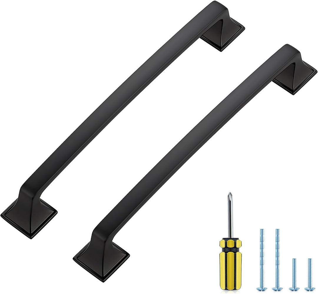 30 Pack Kitchen Cabinet Handles 6-1/4 Inch Hole Center Black Cabinet Pulls Solid Drawer Pulls for Kitchen Cabinet Door Handles Matte Black Arch Dresser Handles for Cabinets and Drawers