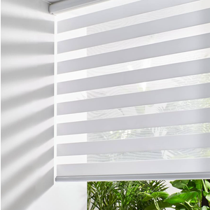 Persilux Cordless Zebra Blinds for Windows Free-Stop Roller Windows Shades (35" W X 64" H, White) Dual Layer Light Control for Day and Night, Light Filtering Sheer Shades for Home, Bedroom