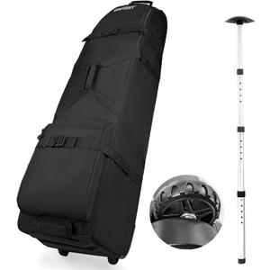 Golf Travel Bag for Airlines with Wheels - Adjustable Support Rod for Protect Golf Clubs
