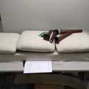 OSP Home Furnishings Amanda Mid-Century Modern Upholstered Bench with Solid Wood Tapered Legs, 54-inches, Linen Fabric