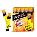 4 x Slim Jim Smoked Meat Sticks, Spicy Flavor, 6g Protein Per Serving, Snack Size, 0.28 oz. (14 Count) (EXP 08/15/26)