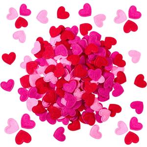 600 Pcs Valentines Felt Hearts Decoration 0.67 Inch Mini Heart Shapes Decorative Confetti Bulk Felt Stickers Colorful Craft Cute Small for DIY Crafts Wedding Decor(Red, Pink, Rose Red)