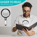Large Magnifying Glass with 37 LED Light and Case, 10X 20X 45X Handheld Illuminated Lighted Magnifier with 3 Light Modes Rechargeable Magnifying Glass for Seniors Reading, Inspection (Black & White)