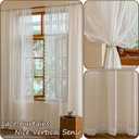 AmHoo 2 Panels Boho Vintage Lace Semi Sheer Curtain Farmhouse Voile Curtains for Living Room Bedroom Window Treatment Bright White 55 x 84 Inch