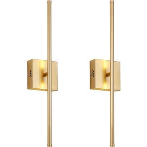 20.4 Inch Hardwired Wall Sconces Set of Two, 3000K Warm White Dimmable Modern Wall Sconces, 350 Rotate LED Light Fixtures Wall Lamp for Bathroom Living Room Bedroom Bedside, Gold