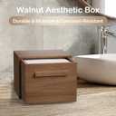 Ourmed Life Walnut Wooden Face Towel Holder Box, Moisture-Resistant Storage Organizer for Bathroom, Includes 50 Ct Disposable Facial Towelettes, 12''x10'' Biodegradable Clean Cloths for Sensitive Skin