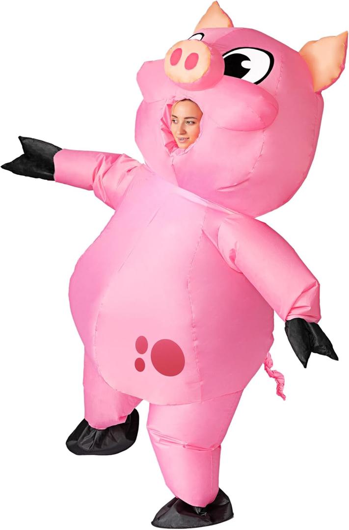Spooktacular Creations Inflatable Halloween Costume, Adult Piggy Blow Up Costume, Pig Inflatable Suit for Themed Parties (X-Large(75In))