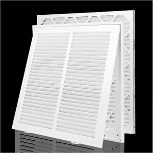 14x14 Return Air Filter Grille for 14x14" Duct Opening,Return Air Vent Cover | 1PCS 1" Thick Filter Included Steel Return Air Grille Wall HVAC Vent Cover Grill,Removable Door,Outer Size 16 5/8"x16 5/8"