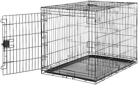 Amazon.com : Amazon Basics Durable, Foldable Metal Wire Dog Crate with Tray, Single Door, 42 x 28 x 30 in, Black : Pet Supplies