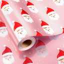 2 x Retrify Christmas Pink Wrapping Paper - Mini Roll - 17 Inches x 32.8 Feet Cute Santa Claus Metallic Foil Shine Gift Wrap Paper Roll for Holiday Party Celebration
