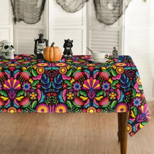 Horaldaily Mexico Tablecloth 60x84 Inch Rectangular, Halloween Cinco Dia De Los Muertos Seasonal Table Cover for Party Picnic Dinner Decor