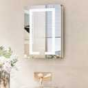 TokeShimi 16x24 Surface Mount or Recessed Medicine Cabinet with Lights 3 Colors Dimmable, Led Medicine Cabinet Mirror with Outlet and Defogger,2-Side Front Lit Bathroom Mirror with Storage