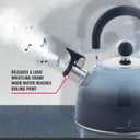 Emeril Lagasse 2.6 Quart/2.5 Liter Whistling Tea Kettle, Stainless Steel Tea Pot for Induction Stove Top, Fast to Boil Water for Home Kitchen Condo, with Ergonomic Cool Folding Grip Handle, Black Comb