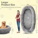 XXL Human Dog Bed 79"x44"x12.5" Cozy Giant Floor Bed for Adults, Soft Faux Fur Human Sized Dog Bed with Washable Removable Cover, Side Pocket & Blanket, Black Grey