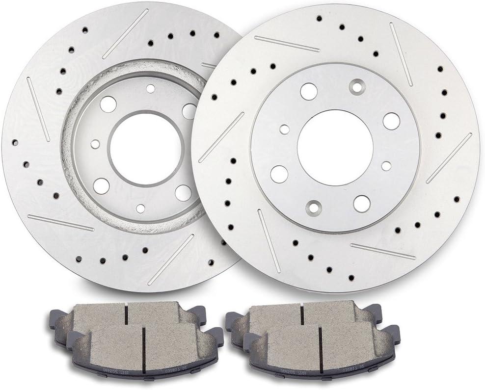 ECCPP Brake Kits, Disc Brake Rotors and Ceramic Brake Pads [2+4] fit for 1990 1991 1992 1993 1994 1995 1996 1997 1998 1999 2000 for Honda Civic,1993 1994 1995 1996 1997 for Honda Civic del Sol