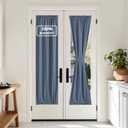 NICETOWN 100% Blackout French Door Curtains, Privacy Door Curtains for Window, 25 X 72 Inch Long Room Darkening Blinds, Thermal Insulated Window Shades for Bedroom, 1 Panel, Stone Blue