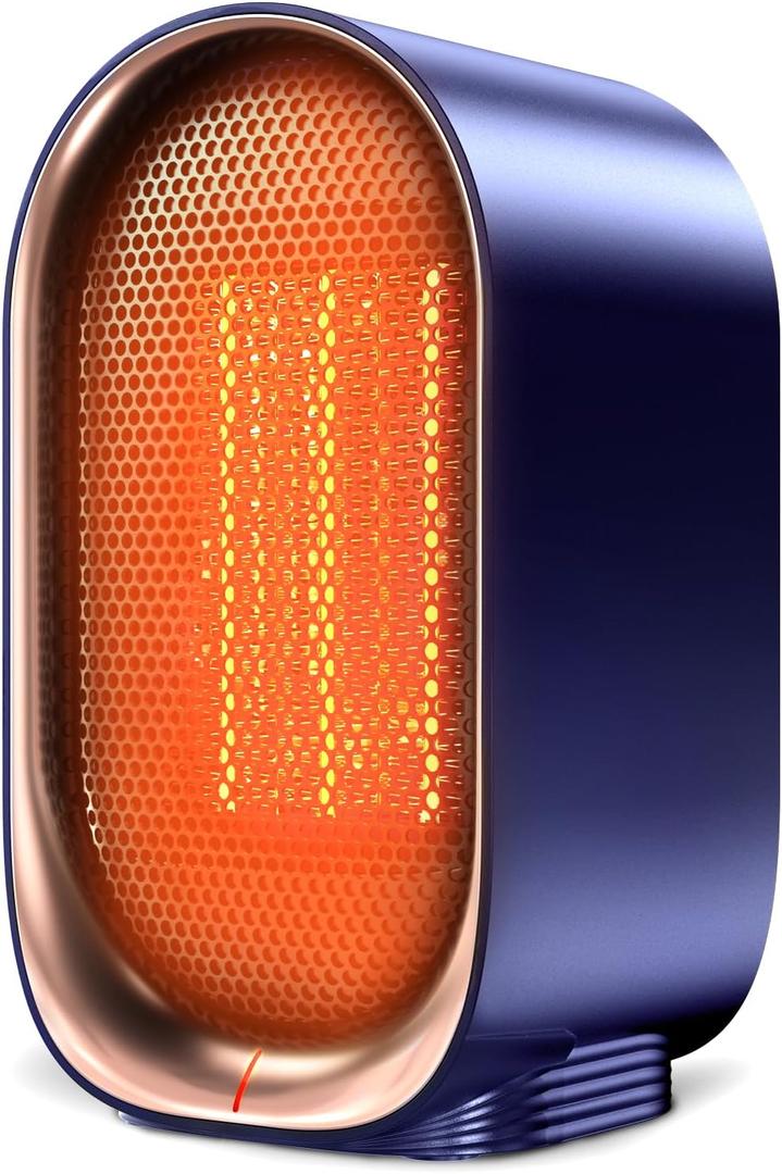 Space Heater, Portable Small Heaters for Indoor Use, Electric Desk Heater with Overheat and Tip-Over Protection, Mini Personal Heaters for Home Office Workspace,Black (Blue)