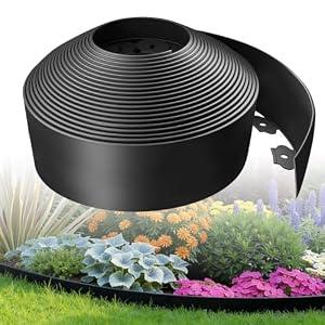 Kryonix Landscape Edging, Garden Edging 4 Inch Tall 100 FT Plastic Flexible with 100 Stakes for Gardens, Lawns, Landscaping, Flowerbeds