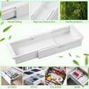 LemonRoad 2 Pcs Sliding Drawer Organizer Bin Bamboo Drawer Expandable Bins Utensil Organizer for Kitchen Spoons Forks Knives (White)