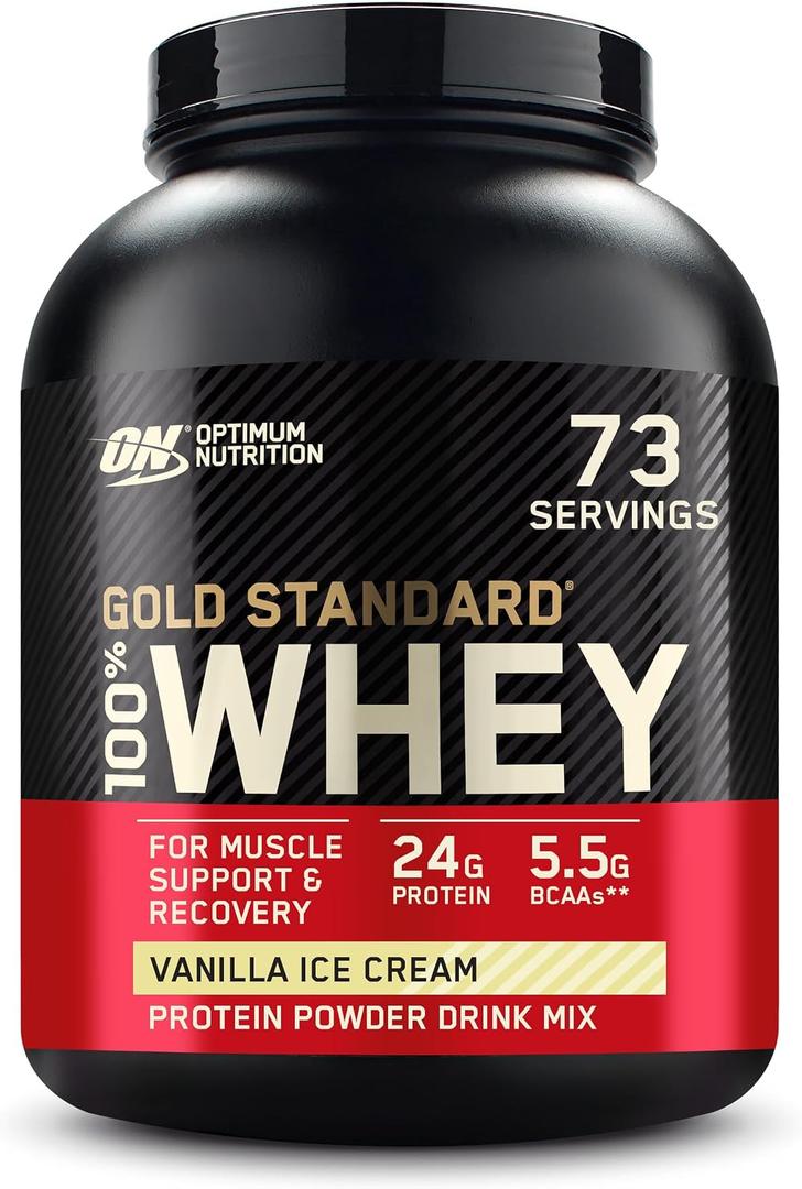 Optimum Nutrition Gold Standard 100% Whey Protein Powder, Vanilla Ice Cream, 5 Pounds (EXP 04/04/28)