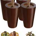 GOSCHE Wood Furniture Legs 4 Inch, Round Brown Sofa Legs Set of 4, Chair Legs, Replacement Couch Legs for Armchair, Cabinet, Mid Century Modern Dresser Or Home DIY Projects Bun Feet