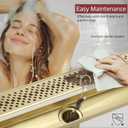 36 Inch Linear Shower Drain, Brushed Gold Shower Drain, Removable Grate, 304 Stainless Steel, Easy to Install and Clean for Bathrooms (Drain Base Not Included), LSD-45A-36G