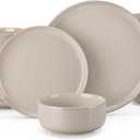 vancasso PLAYA Ceramic Plates and Bowls Sets,18 Pieces Grey Dinnerware Sets for Kitchen,Reactive Glaze Dishes Set for 6, Dishwasher and Microwave Safe (Gray)