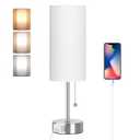 Dott Arts Table Lamp for Bedroom, 3-Color Bedside Lamps with Pull Chain, Bedroom Table Lamps for Nightstand,AC Outlet Small Lamp for Living Room, Bulb Included Blue (15 in)