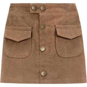 WELAKEN Girls and Toddler's Corduroy Short Mini Skirt with Pockets (6-7 Years)