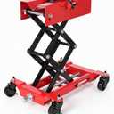 Garvee 450LB Low Profile Transmission Jack, 7–23 in Adjustable Lift Steel Transmission Jack with Swivel Casters, Locking Wheels & Nylon Safety Strap, for Auto/Truck Repair, Red