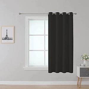 Upcortinassi Fire Retardant Blackout Curtain, Grommet Top, NFPA 701 Certified Flame Resistant for Dorm Room/Living Room, 1 Panel, Black, 40x63 Inch